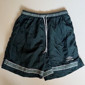 Vintage 90s Umbro Soccer Nylon Shorts Mens Medium Green USA